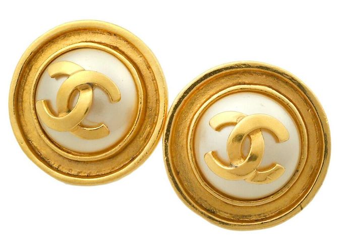 Orecchini Chanel Coco Marchio Perla Imitazione Vintage D'oro