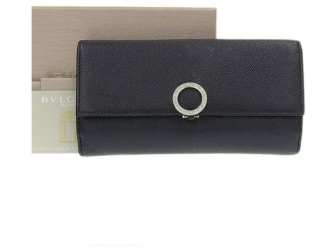 Bulgari Bvlgari Leather Double Hook Wallet Black
