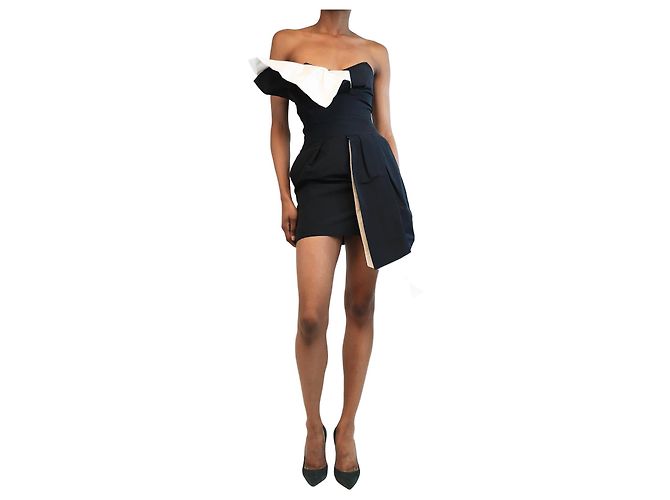 Alexandre Vauthier Schwarzes asymmetrisches trägerloses Minikleid - Größe UK 6