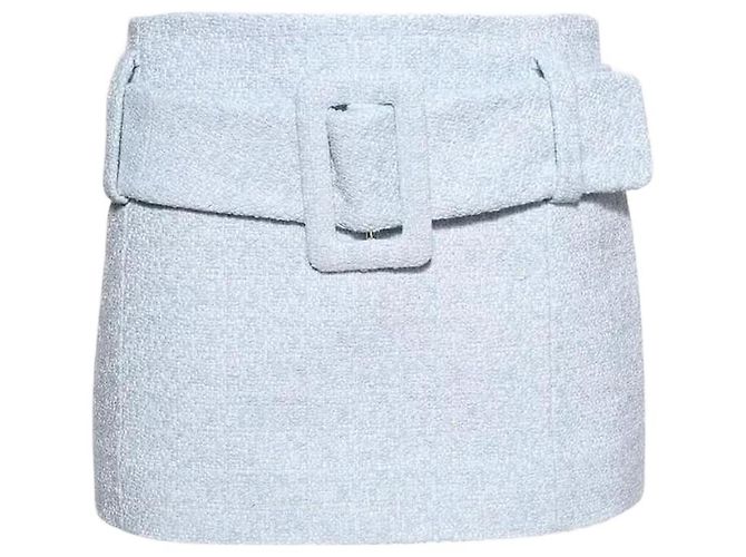 Autre Marque Patou Minirock mit Gürtel Himmelblau Baumwolle