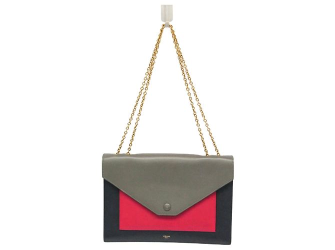 Céline Celine Chain Umhängetasche 175383UNA.25FH Braun Schwarz Rot