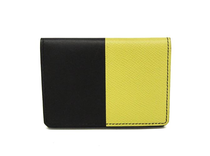Hermès Hermes Manhattan Leather Card Case Black Yellow