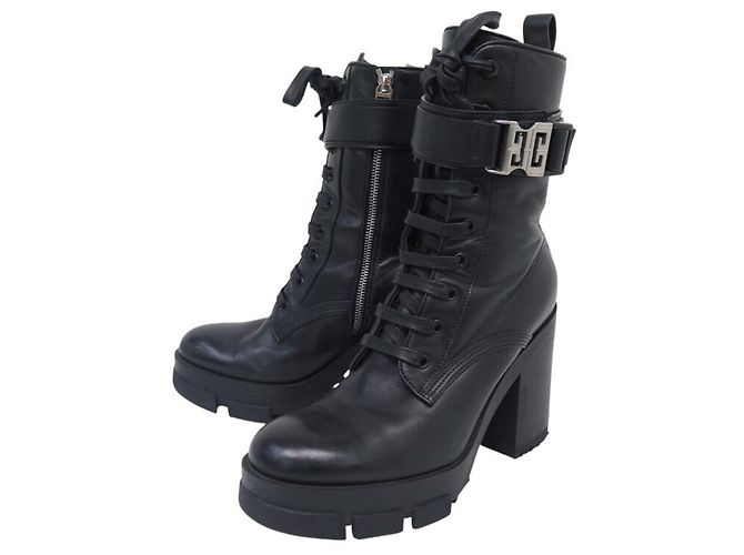 CHAUSSURES GIVENCHY BOTTINES CUIR TERRA NOIR BE603QE1AU 40 COMBAT BOOTS
