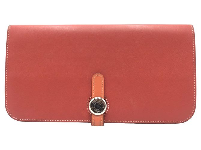Hermès Portafoglio lungo in pelle Hermes Dogon Rosso
