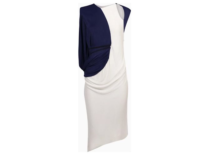 Balenciaga Bicolor Kleid 2008 von Nicolas Ghesquière Weiß Blau