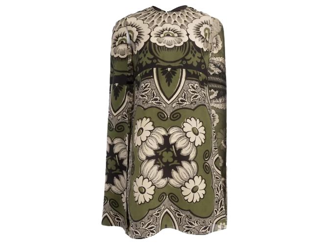 Valentino Vestido Columna Bordado Primavera 2015 Blanco Verde