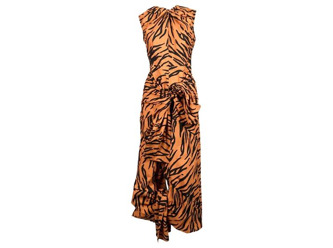 Céline Vestido Instinct Preto Resort 2016 Laranja