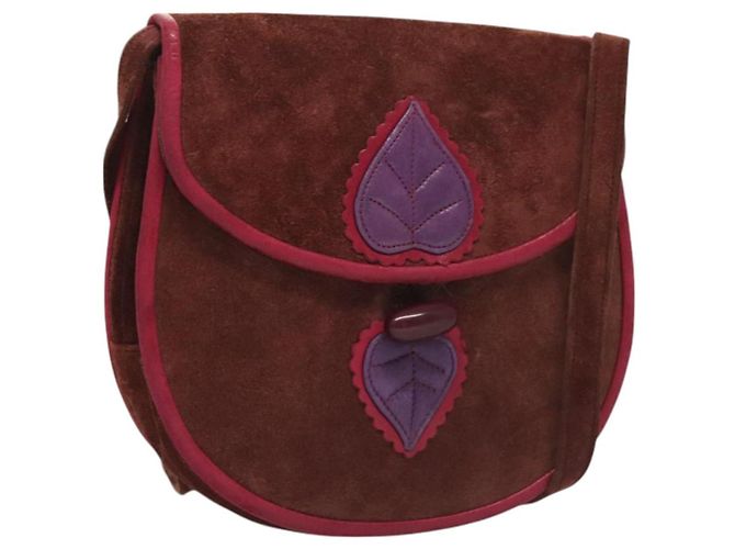 Sac à épaule SAINT LAURENT en daim marron Auth BA3599
