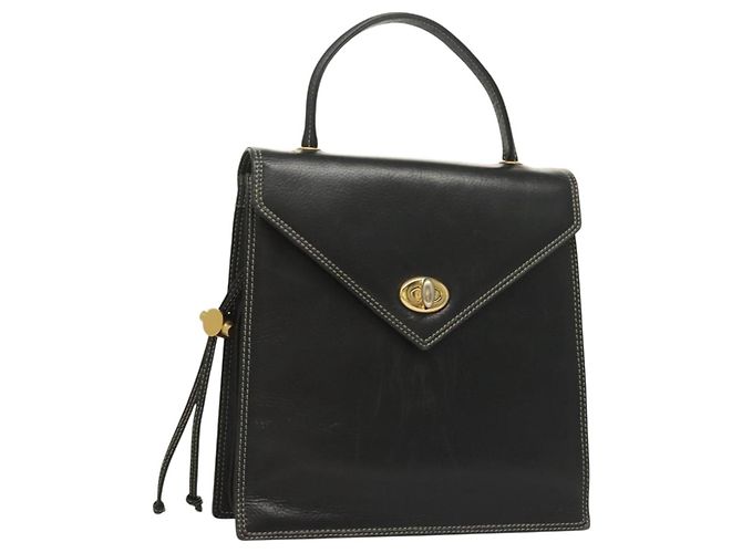 Borsa a mano BALLY in pelle nera e oro Auth ti3253 Nero D'oro 