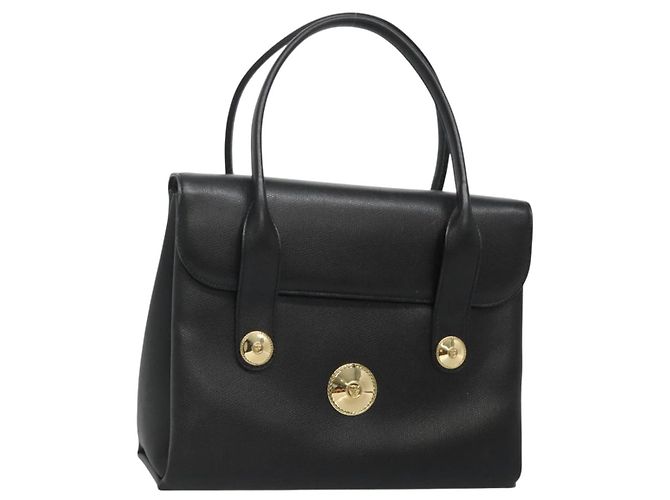 Sac à main MCM en cuir noir et or Auth BA3459 Doré
