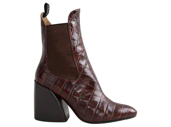 Chloé Bordeaux-Stiefel Exotisches Leder