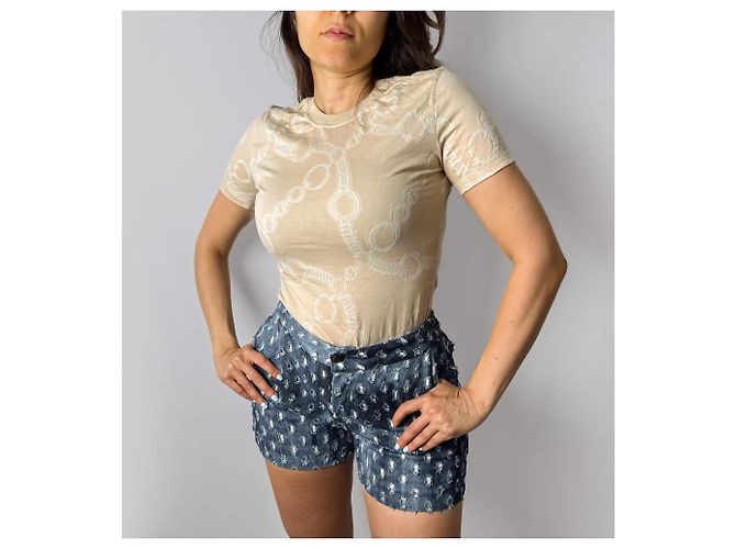 Hermès Camiseta de algodão 36 Bege