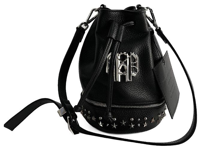 Philipp Plein Bolsa de ombro de couro com tachas preta Preto