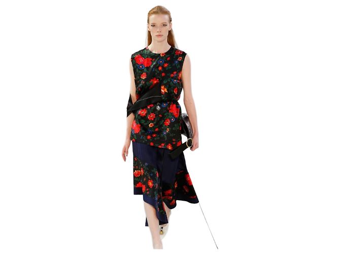 Céline Conjunto Impresso Movimento SS 2015 Preto Vermelho Azul
