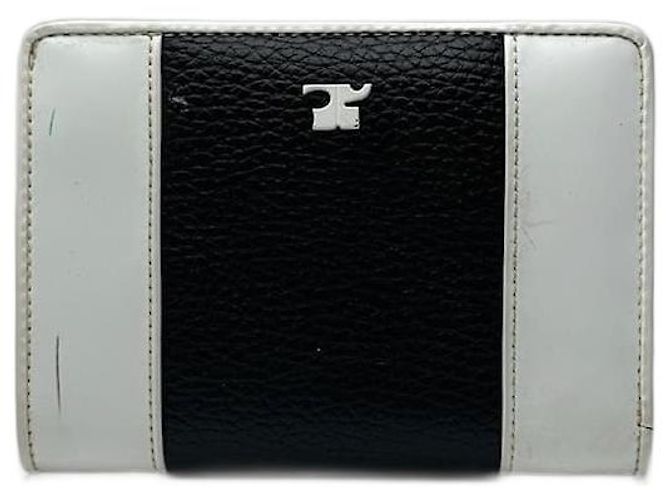 Vintage Courreges Leather wallet Black white