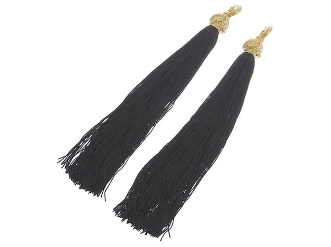 Yves Saint Laurent Boucles d'oreilles longues à franges Saint Laurent or noir 