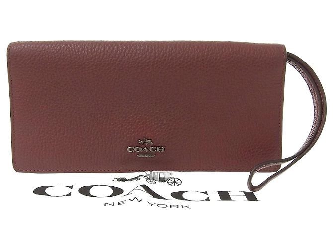Billetera bifold de cuero Coach marrón 23590 Castaño