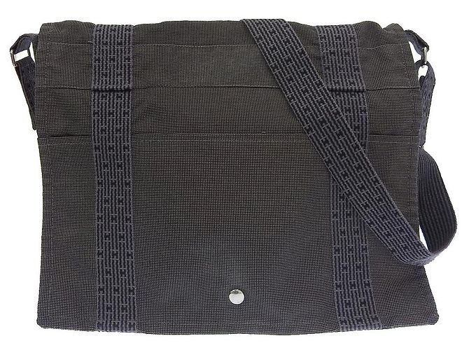 Bolsa de ombro em canvas Bazas MM da Hermès Cinza Cinza antracite