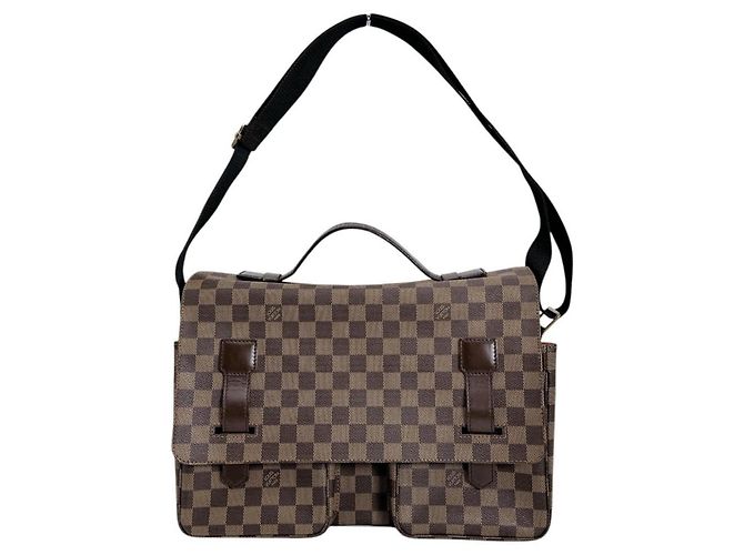 Bolsa de ombro em lona Damier Louis Vuitton Marrom