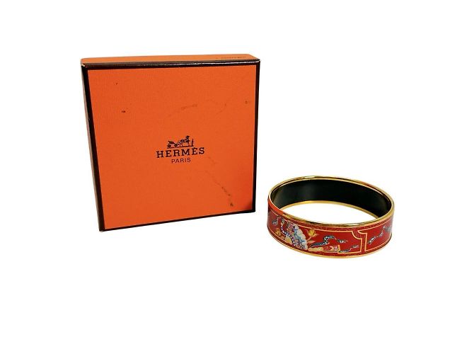 Hermès Pulsera Bangle HERMES Emaille GM Roja Dorado