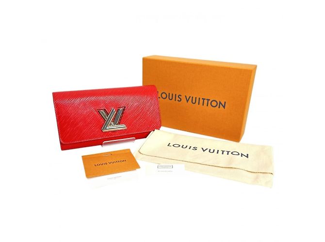 Cartera larga de cuero Epi Louis Vuitton Roja