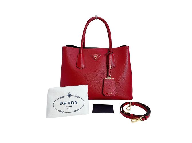 Bolso de cuero Saffiano rojo Prada Roja