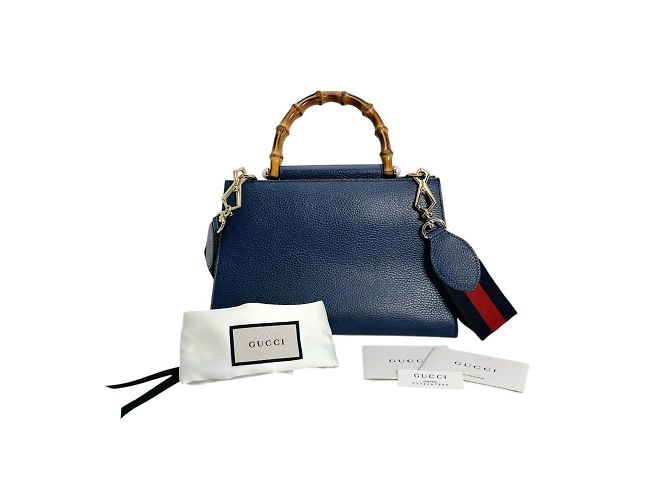 Bamboo Borsa Gucci in bambù blu e pelle