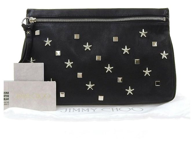 Jimmy Choo Zena Clutch aus Leder in Schwarz