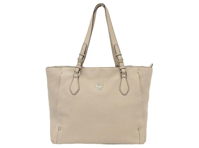 Bolsa Tote de Couro MCM E0486 Bege