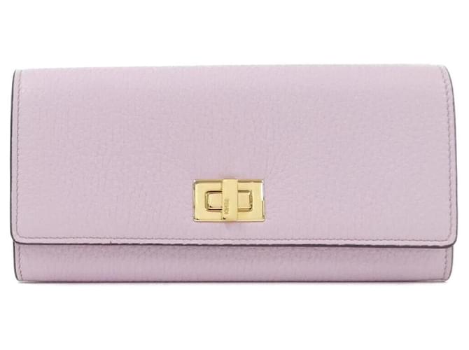 Fendi Peekaboo Calfskin Long Wallet Purple Leather  ref.2348560