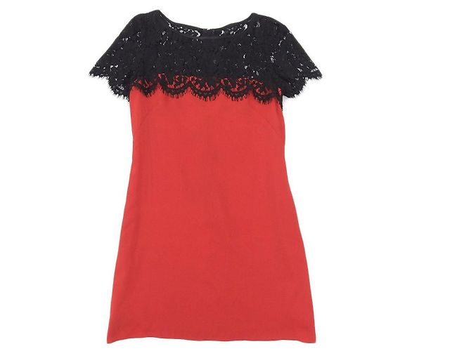 Autre Marque Milly Seidenkleid Rot Schwarz Größe 0