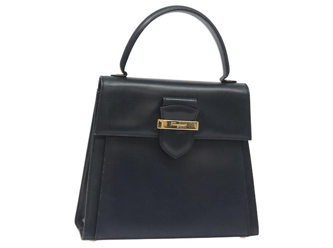 Borsa a mano Salvatore Ferragamo in pelle nera e oro Auth BA3911 Nero D'oro