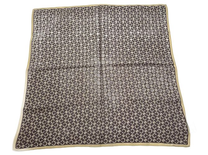 Céline Écharpe vintage Celine Macadam Monogramm marron blanc Gris