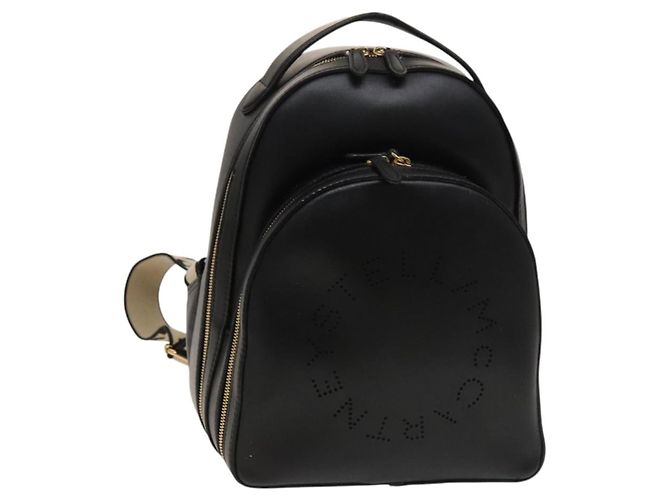 Autre Marque Stella MacCartney Backpack Leather Black Gold 594165 Auth BA3320 Golden