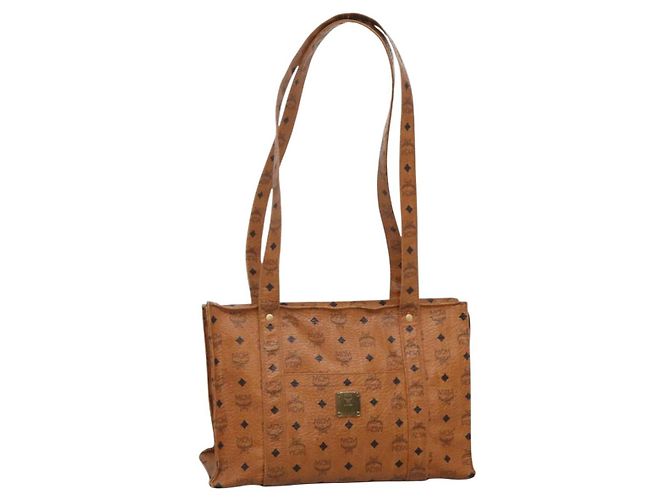 Bolsa de Ombro MCM Logogram Vicetos em Couro PVC Marrom Auth BA3979