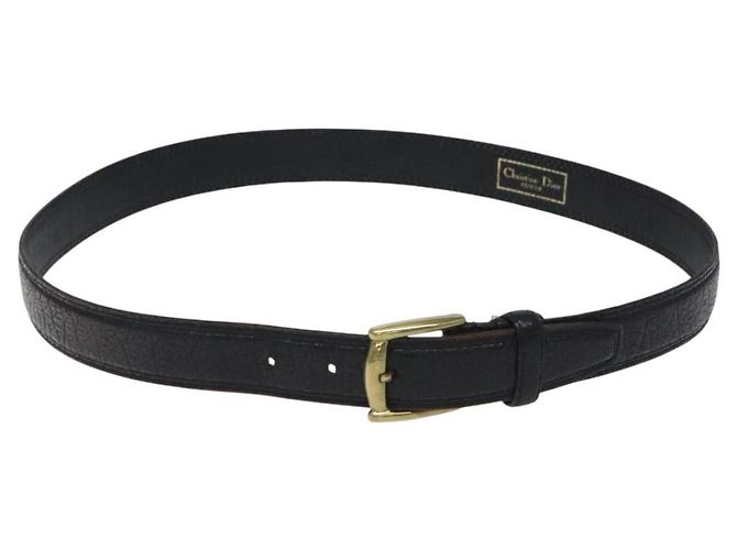 Cinto de couro preto e dourado Christian Dior Auth bs27707
