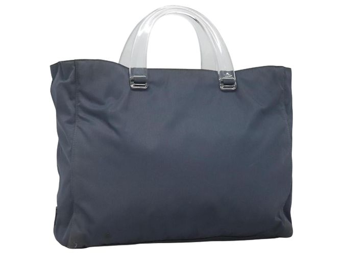 PRADA Bolsa de mão em nylon cinza prata autêntica bs27845 Marrom