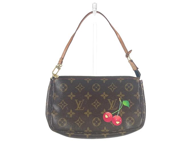 Pochette Accessori Monogramma Ciliegia Louis Vuitton Marrone Rosso