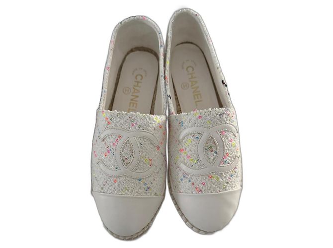 Espadrilles Chanel blanches en toile Taille 36