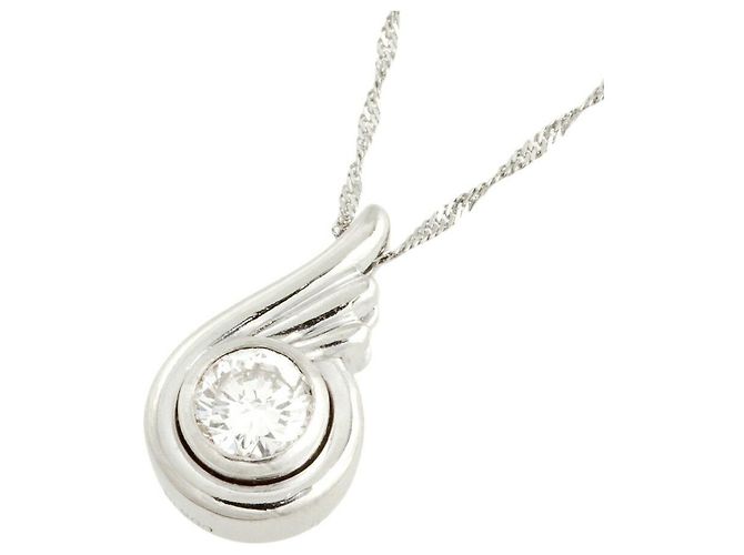 Autre Marque Platinum Diamond Necklace Pt850 Pt900 Silvery