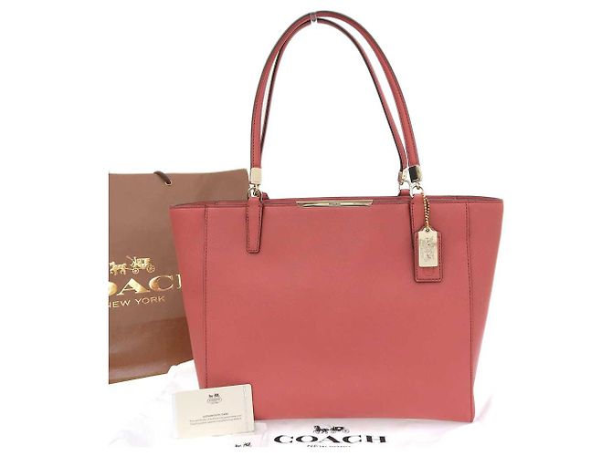 Bolsa tote de couro Saffiano Madison da Coach 29002 Rosa