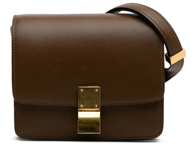 Classic Box Céline Celine Brown Petit Cuir de Veau Boîte Classique