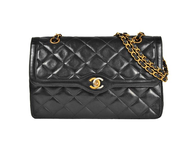 Bolsa de ombro com corrente Chanel Matelassé Double Flap Preto