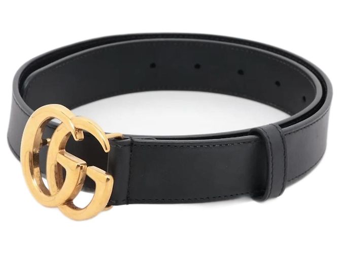 Gucci Schwarzer GG Marmont Ledergürtel