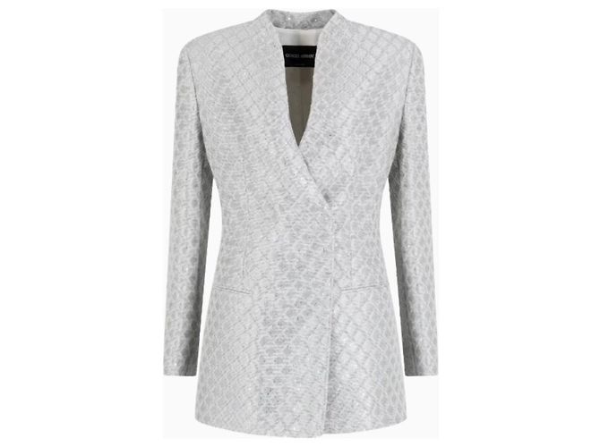 Giorgio Armani Jacquard-Jacke SS2025 Silber