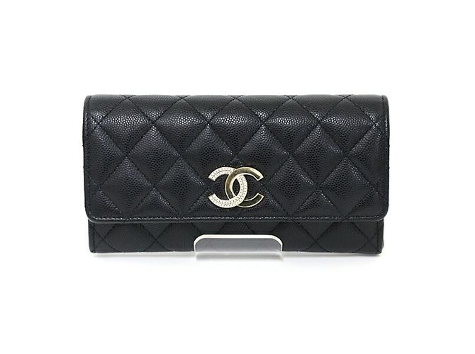 Cartera Medium Flap Chanel en piel de ternera granulada negra Negro