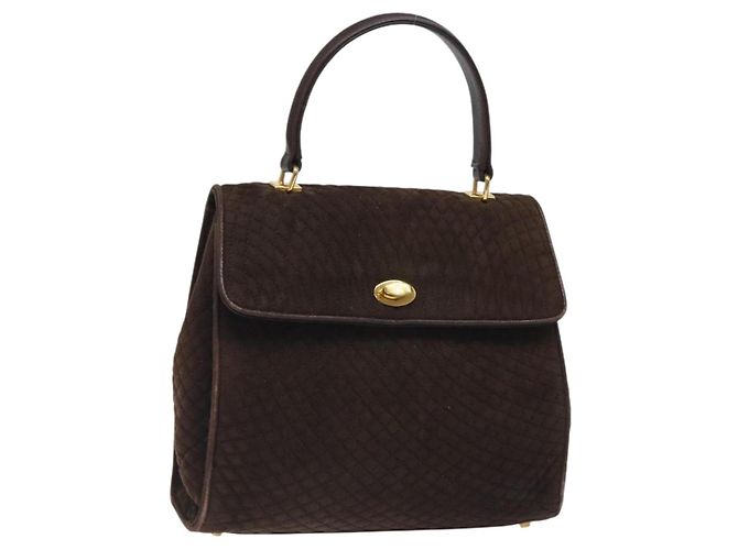 BALLY Borsa a Mano Camoscio Marrone Oro Auth BA3925 D'oro