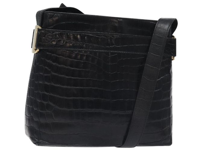 Borsa a spalla Salvatore Ferragamo in pelle nera e oro Auth 127848 Nero D'oro