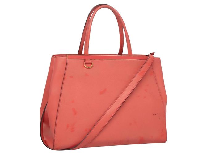 FENDI Sac à main en cuir rose doré Auth bs26640
