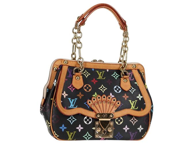 LOUIS VUITTON Handtasche Gracie MM Monogram Multicolor Schwarz M92591 Auth 126225SV